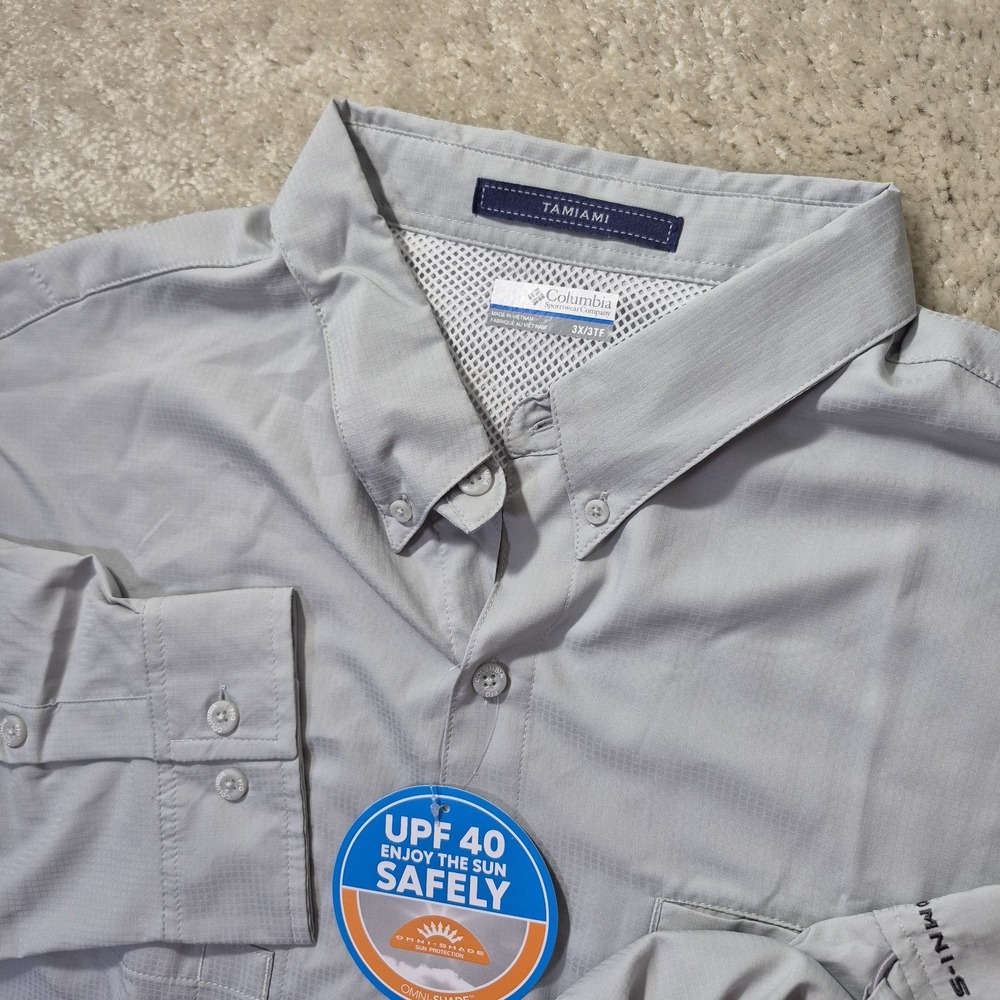 Columbia PFG Tamiami Shirt Mens 3XL Gray Vented Performance Fishing Outdoor Hike